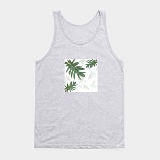 Autumn fall green greenvibes on white tropical palm leaves Tank Top